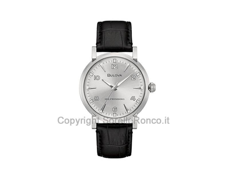 BULOVA AMERICAN CLIPPER SILVER 39MM PELLE