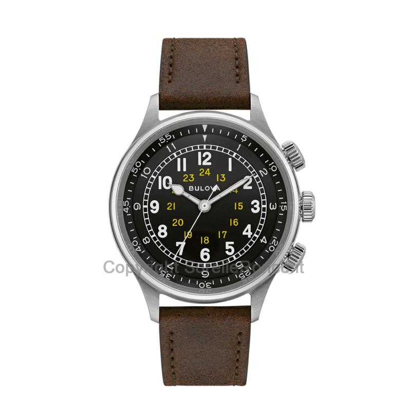 BULOVA MILITARY A-15 PILOT NERO 42MM PELLE MARRONE