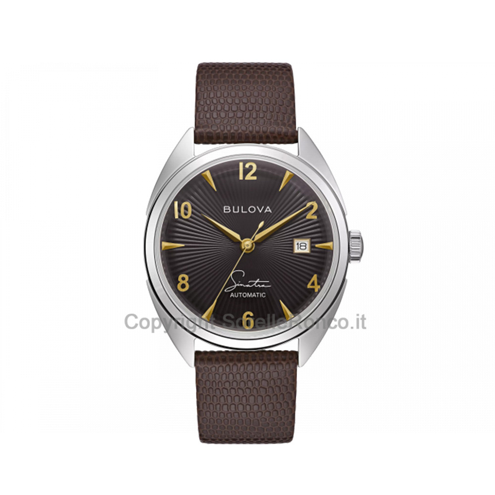 96B348 - Bulova Frank Sinatra Nero 39mm Pelle Marrone