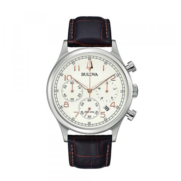 96B355 - Bulova Classic Chrono Bianco 43mm Pelle Marrone