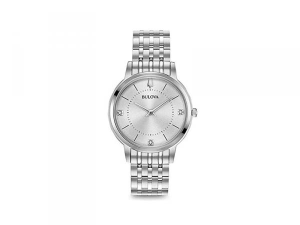 96P183 - Bulova Classic Quarzo Silver 34mm Diamanti