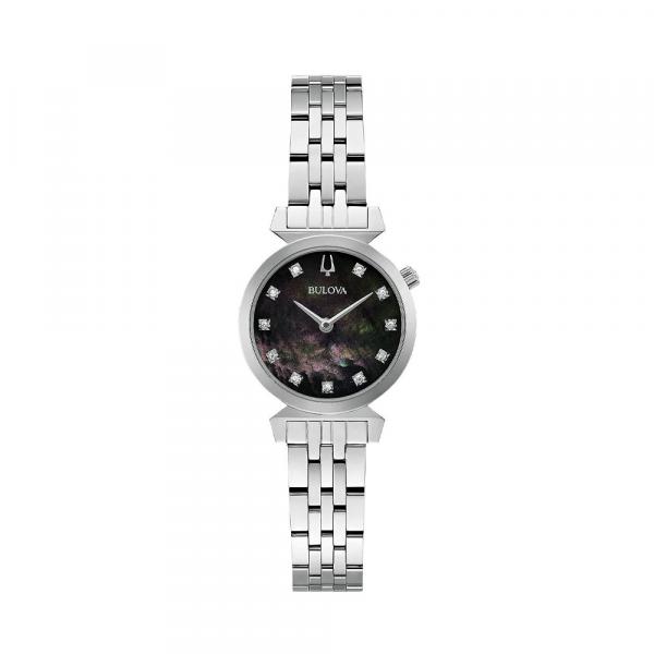 96P221 - Bulova Regatta Madreperla Nera Diamanti 24mm