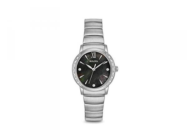 96R213 - Bulova Classic Quarzo Nero Diamanti 28mm