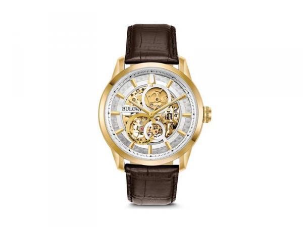 97A138 - Bulova Sutton 43mm Scheletrato Automatico Ip Gold