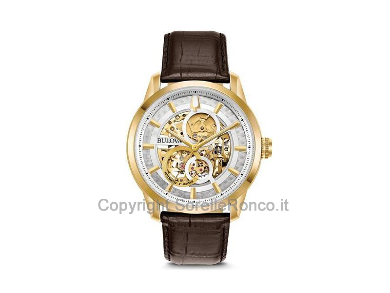 BULOVA SUTTON 43MM SCHELETRATO AUTOMATICO IP GOLD