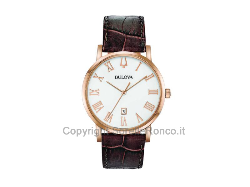 BULOVA QUARZO CLIPPER ROSE' 40MM PELLE MARRONE