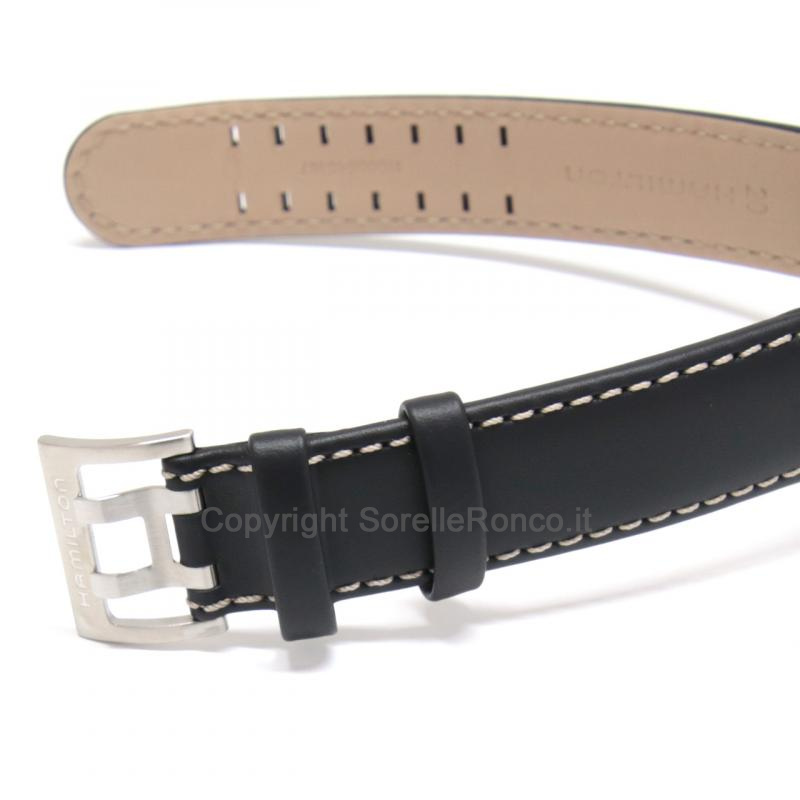 HAMILTON KHAKI FIELD SILVER 40MM PELLE NERA