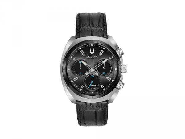 98A155 - Bulova Curv Chrono Grigio Scuro 43mm Pelle Quarzo