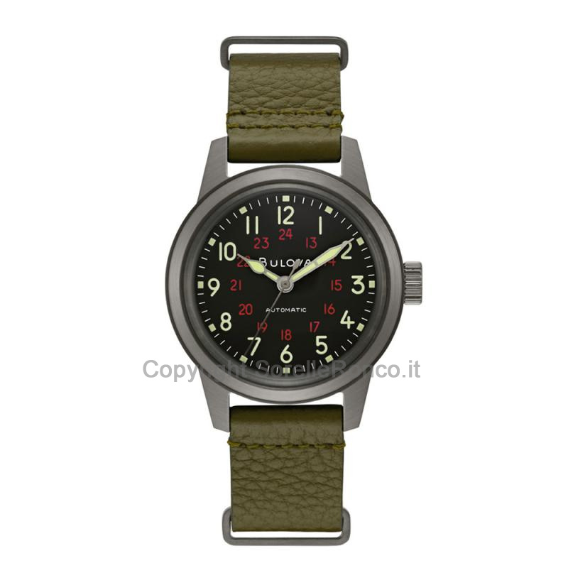 BULOVA MILITARY HACK WATCH NERO 38MM PELLE NATO