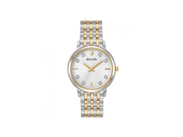 98P189 - Bulova Lady Diamonds Argento Dorato 32mm