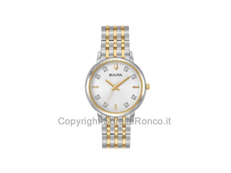BULOVA LADY DIAMONDS ARGENTO DORATO 32MM