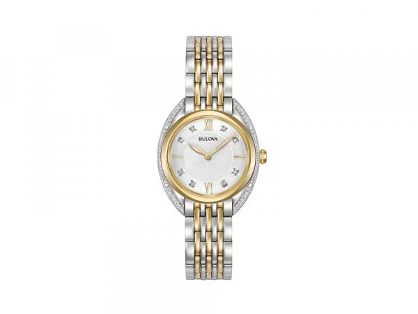 98R229 - Bulova Curv Lady Silver Quarzo Diamonds 30mm