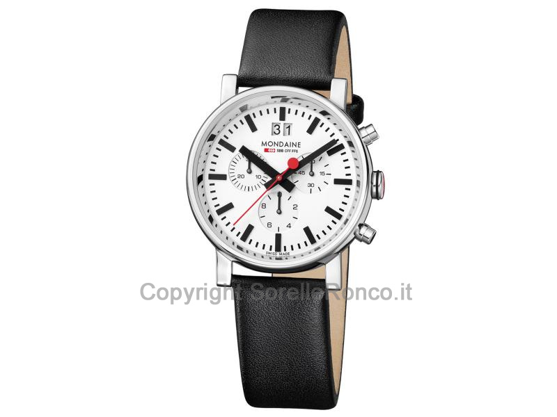 MONDAINE EVO CHRONO 40MM PELLE NERA