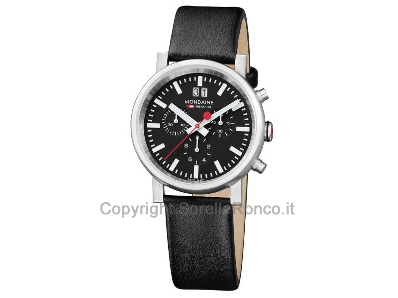 MONDAINE EVO CHRONO 40MM NERO PELLE
