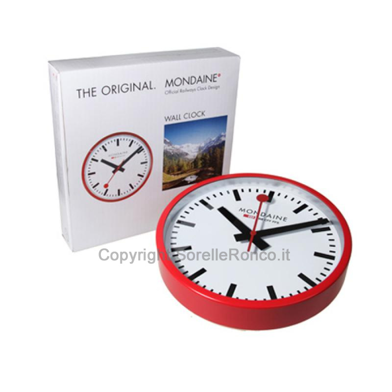 MONDAINE WALL CLOCK LARGE 400MM BIANCO/ROSSO