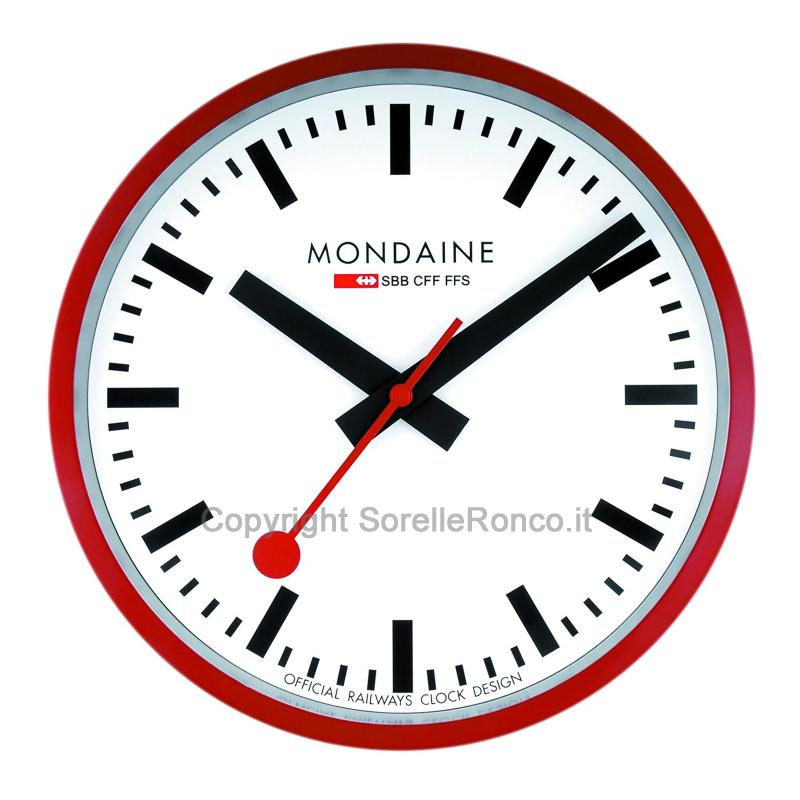 MONDAINE WALL CLOCK LARGE 400MM BIANCO/ROSSO