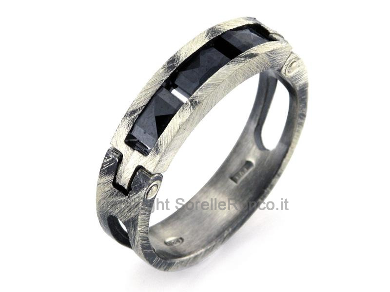 ANELLO ZULIAN IN ARGENTO E CERAMICA NERA