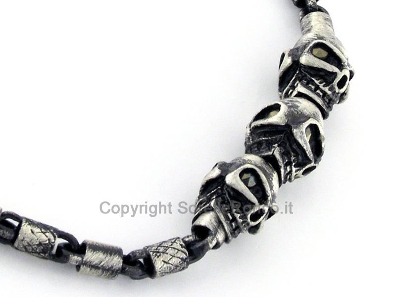 BRACCIALE ZULIAN IN ARGENTO CON TESCHI