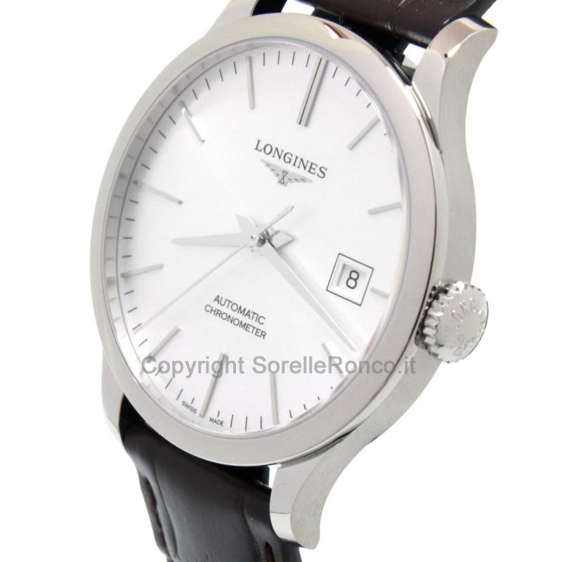 LONGINES RECORD ARGENTO 38.5MM CINTURINO PELLE