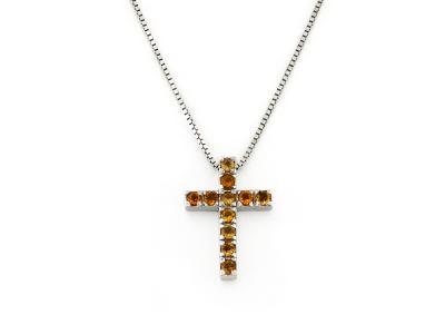 Collana Oro Croce Zirconi Gialli