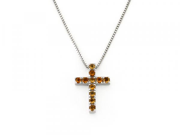 CF00005 - Collana Oro Croce Zirconi Gialli