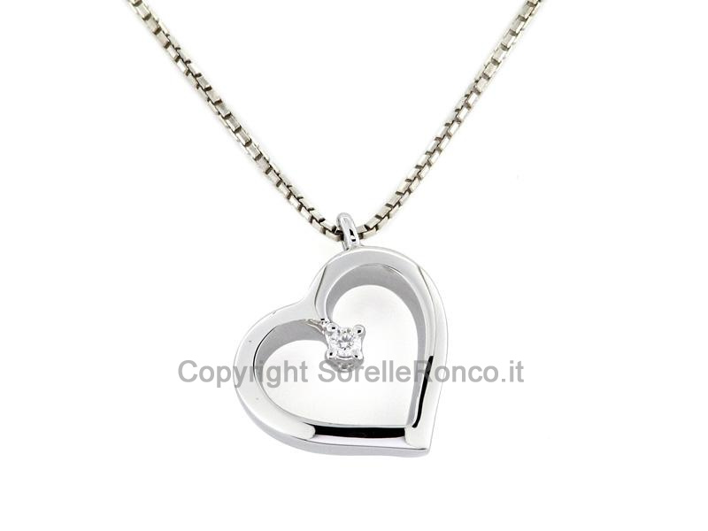 COLLANA CON CUORE IN ORO BIANCO