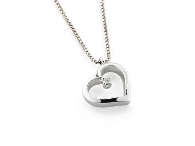 Collana con Cuore in Oro Bianco