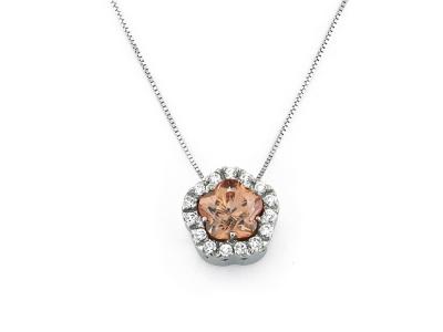 Collana Oro Zirconi Bianchi Marrone 