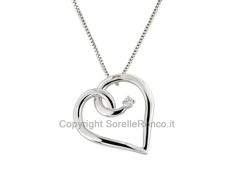 GIROCOLLO CON CUORE IN ORO BIANCO