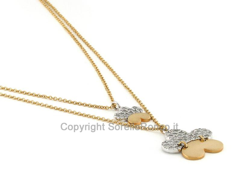 COLLANA ORO GIALLO E BIANCO ZIRCONI