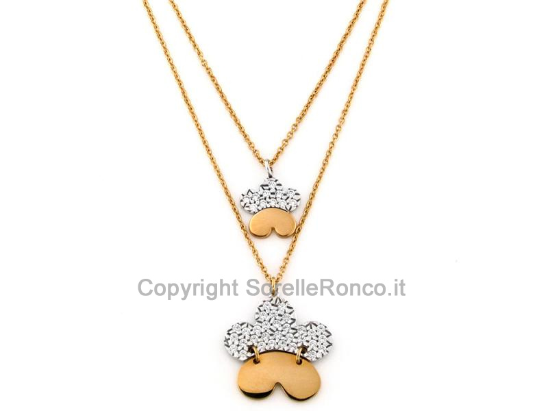 COLLANA ORO GIALLO E BIANCO ZIRCONI