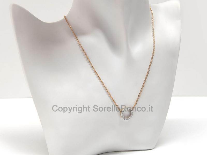 COLLANA ORO GIALLO E BIANCO ZIRCONI