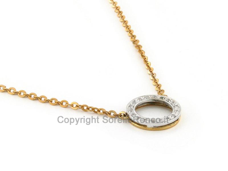 COLLANA ORO GIALLO E BIANCO ZIRCONI