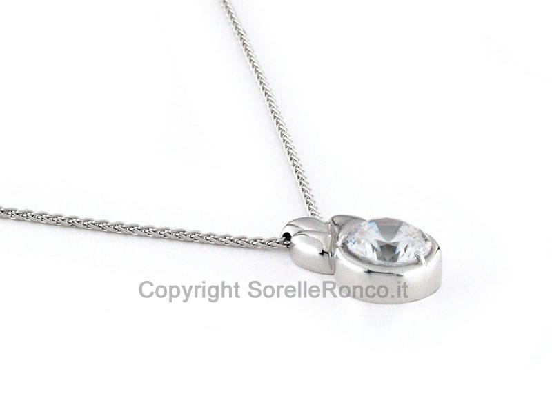 COLLANA PUNTOLUCE ORO BIANCO ZIRCONE