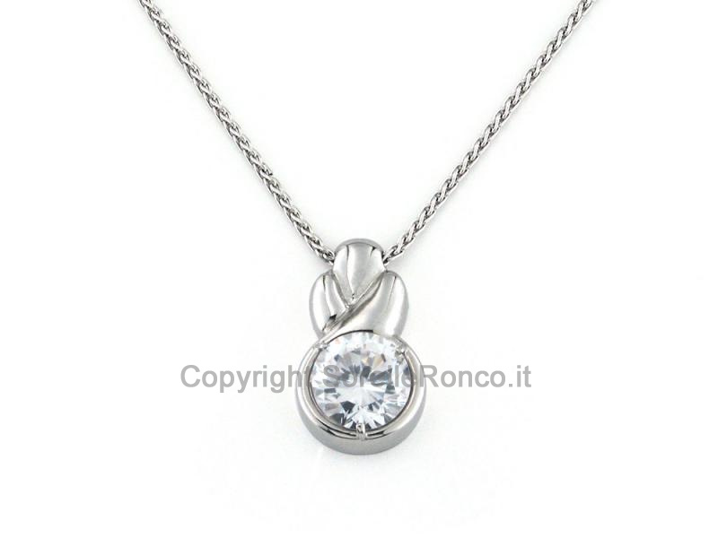 COLLANA PUNTOLUCE ORO BIANCO ZIRCONE