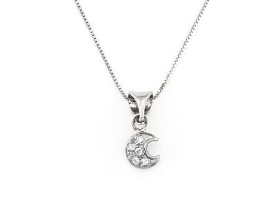 Collana Pendente Oro Bianco Zirconi