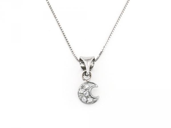 CF00028 - Collana Pendente Oro Bianco Zirconi