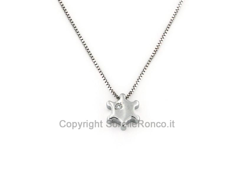 COLLANA PUNTOLUCE ORO BIANCO ZIRCONE