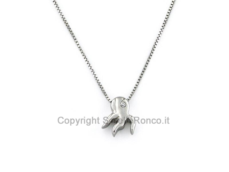COLLANA POLIPO ORO BIANCO ZIRCONE