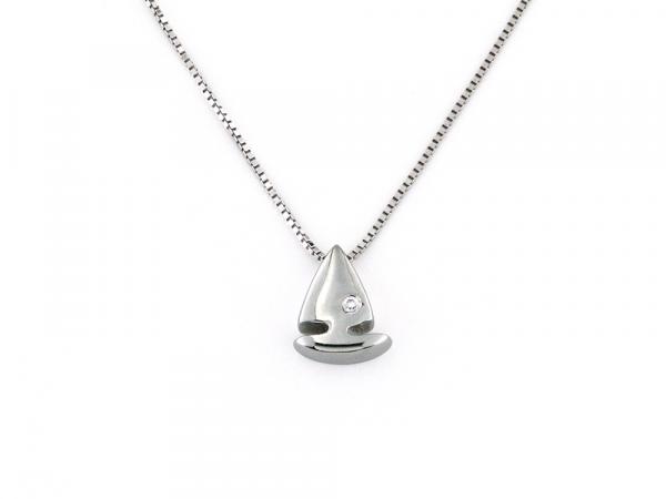 CF00031 - Collana Barca Oro Bianco Zircone