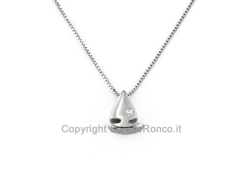 COLLANA BARCA ORO BIANCO ZIRCONE