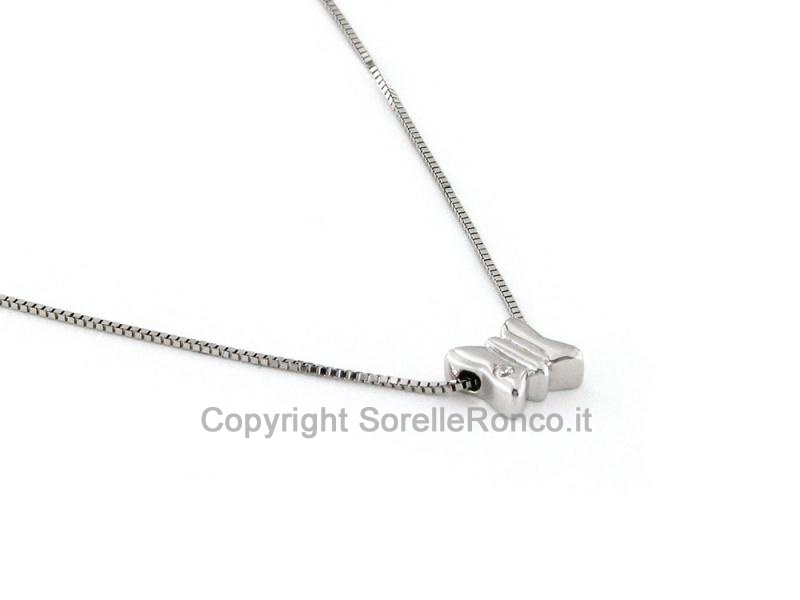 COLLANA FARFALLA ORO BIANCO ZIRCONE