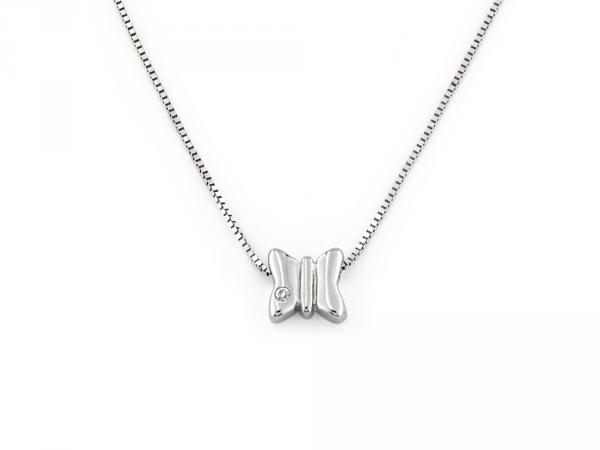 CF00033 - Collana Farfalla Oro Bianco Zircone