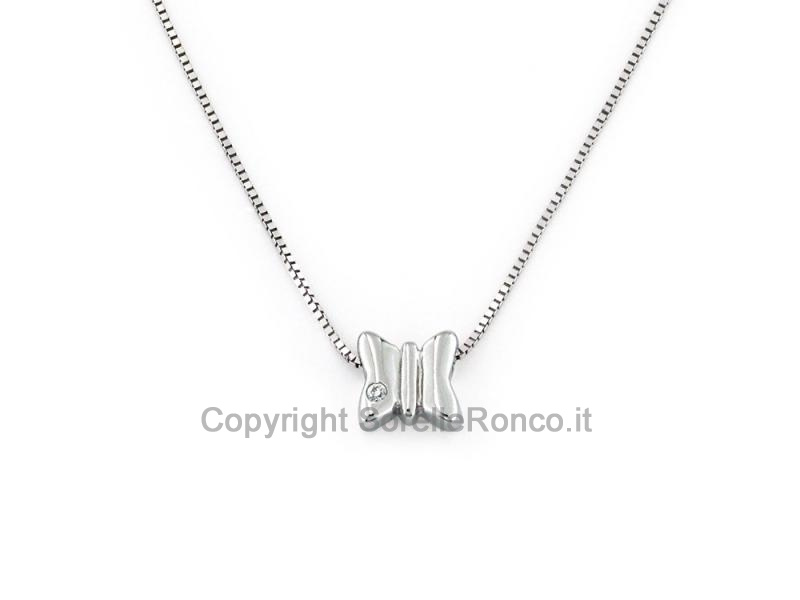 COLLANA FARFALLA ORO BIANCO ZIRCONE