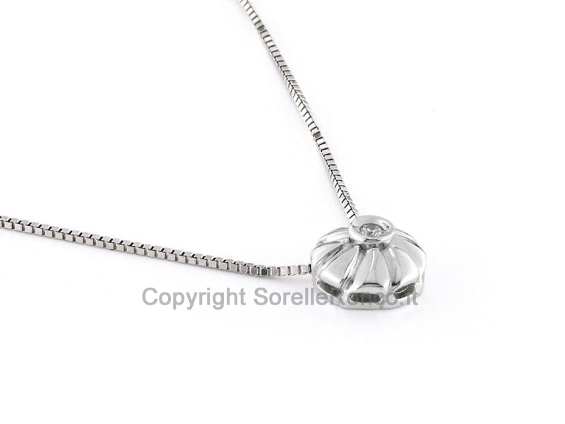 COLLANA FIORE ORO BIANCO ZIRCONE