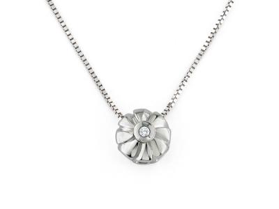 Collana Fiore Oro Bianco Zircone