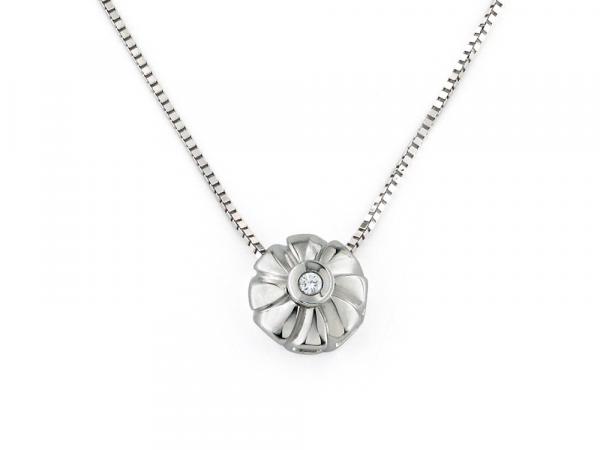CF00035 - Collana Fiore Oro Bianco Zircone