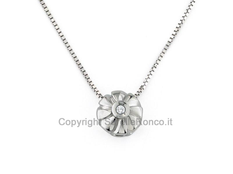 COLLANA FIORE ORO BIANCO ZIRCONE