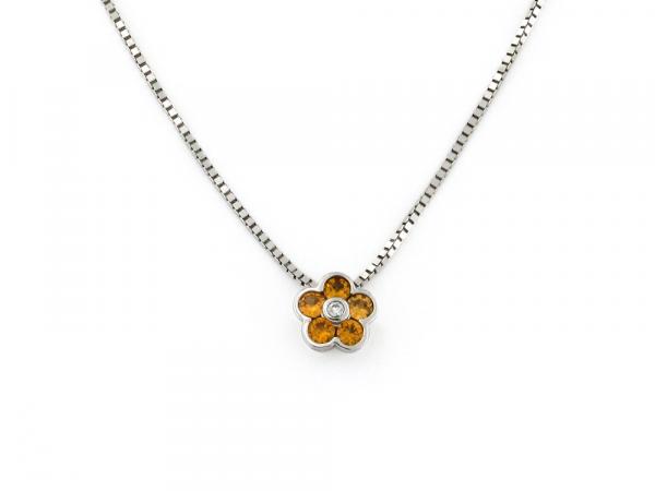 CF00036 - Collana Fiore Oro Bianco Zirconi