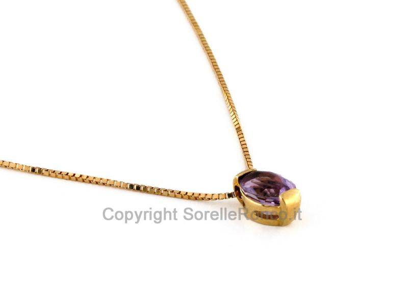 GIROCOLLO ORO GIALLO 18 KT CON AMETISTA
